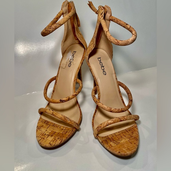Bebe Cork Ankle Strap Dressy Heels 8.5 - Picture 10 of 14